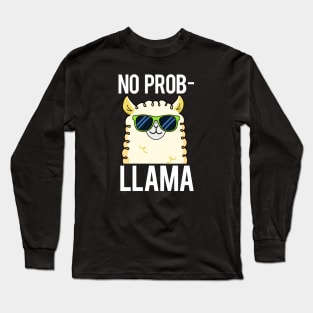 No Probllama Cute Cool Llama Pun Long Sleeve T-Shirt